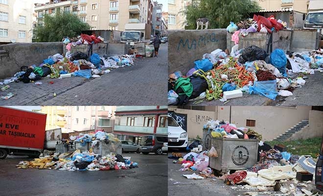 Maltepe'de temizlik işçilerinin eylemi. Sokaklar çöp içinde