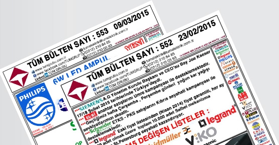 Elektrik Sektöründe Bir Klasik, “Tüm Bülten”