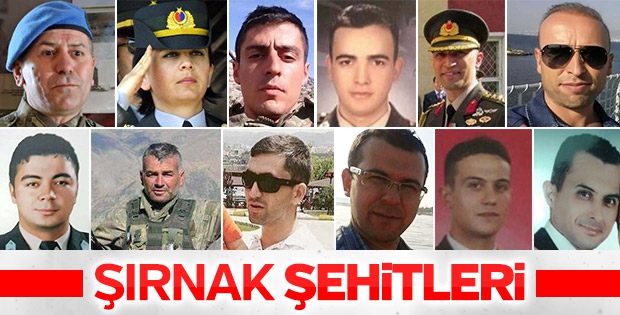 Şırnak'ta şehit olan askerlerin isimleri açıklandı